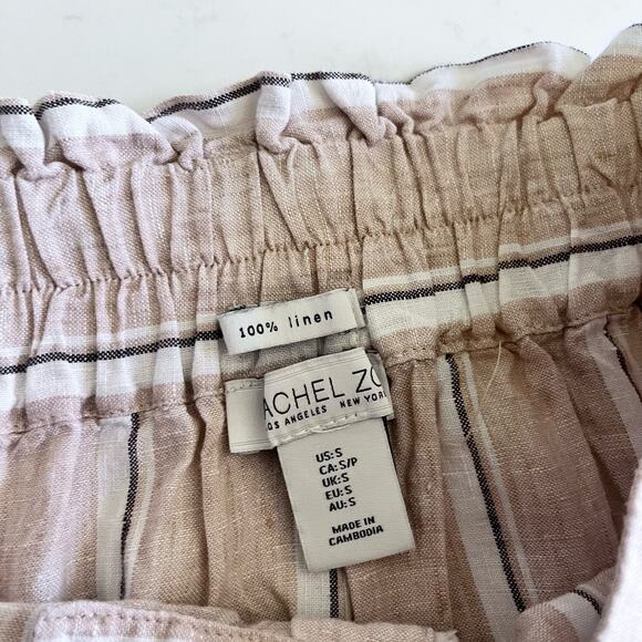 Rachel Zoe 100% linen striped  belted button up midi skirt size Small - Picture 8 of 8